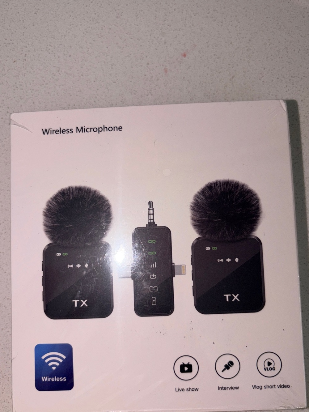 Wireless Lavalier Microphone Dual Clip-On Mic 2 TX Noise Reduction iPhone